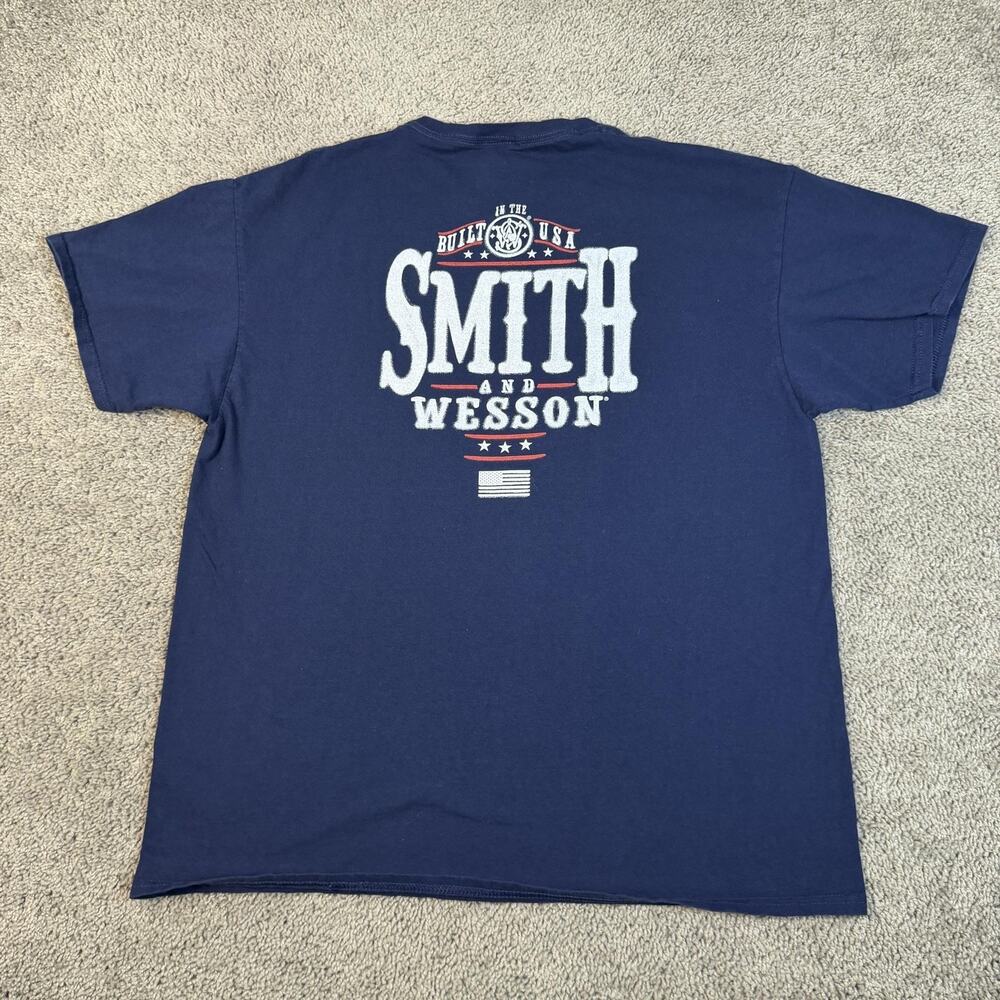 Smith & Wesson Shirt Mens XL Blue Graphic Crew Neck Cotton Tagless Preshrunk